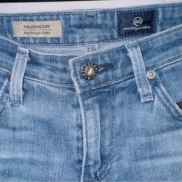 Adriano Goldschmied AG Medium Wash Denim Slim Straight The Stevie Cuff Jeans 25 - Picture 2 of 6